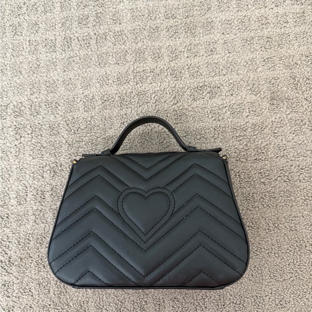 Gucci Black Quilted Top Handle Satchel with Gold GG - Picture 3 of 5